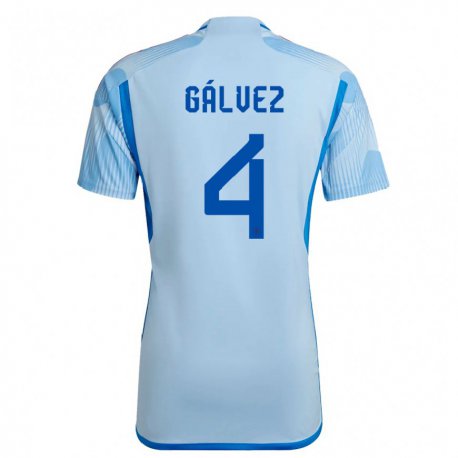 Kandiny Homme Maillot Espagne Rocio Galvez #4 Bleu Ciel Tenues Extérieur 22-24 T-shirt