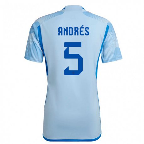 Kandiny Homme Maillot Espagne Ivana Andres #5 Bleu Ciel Tenues Extérieur 22-24 T-shirt