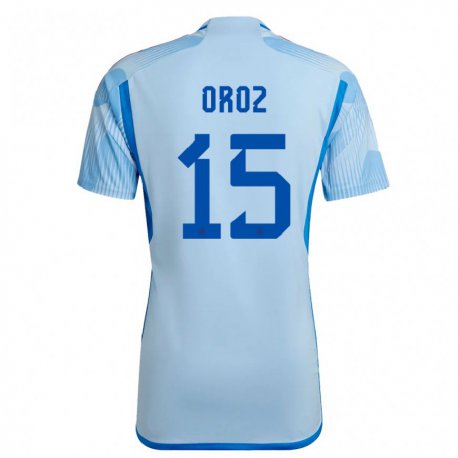 Kandiny Homme Maillot Espagne Maite Oroz #15 Bleu Ciel Tenues Extérieur 22-24 T-shirt