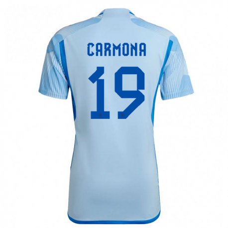 Kandiny Homme Maillot Espagne Olga Carmona #19 Bleu Ciel Tenues Extérieur 22-24 T-shirt