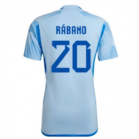 Kandiny Homme Maillot Espagne Nuria Rabano #20 Bleu Ciel Tenues Extérieur 22-24 T-shirt