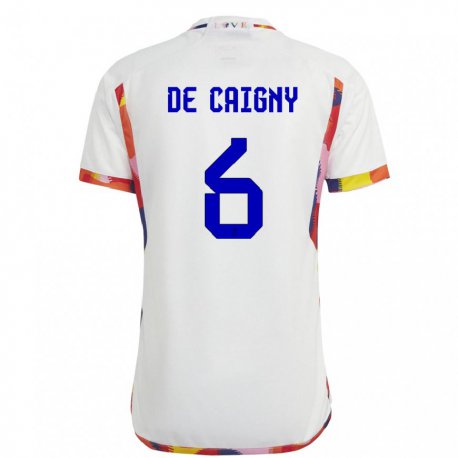 Kandiny Homme Maillot Belgique Tine De Caigny #6 Blanc Tenues Extérieur 22-24 T-shirt