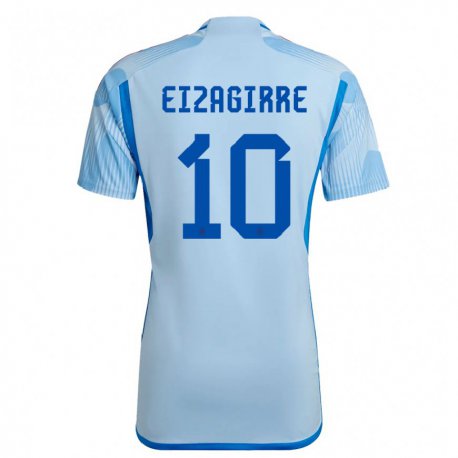 Kandiny Homme Maillot Espagne Nerea Eizagirre #10 Bleu Ciel Tenues Extérieur 22-24 T-shirt