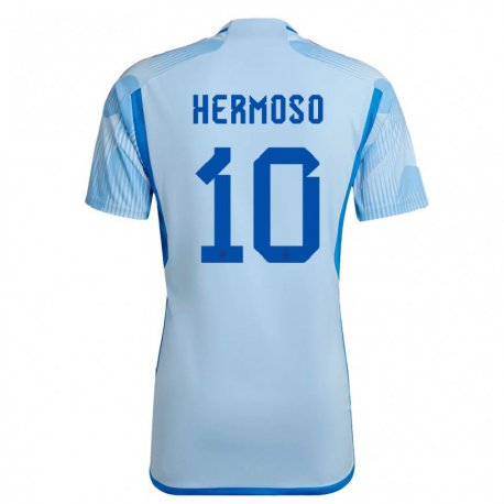 Kandiny Homme Maillot Espagne Jennifer Hermoso #10 Bleu Ciel Tenues Extérieur 22-24 T-shirt