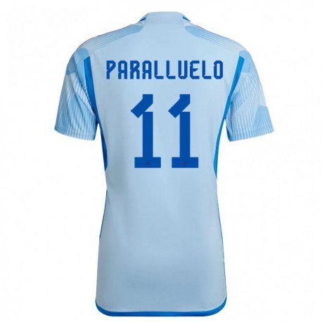 Kandiny Homme Maillot Espagne Salma Paralluelo #11 Bleu Ciel Tenues Extérieur 22-24 T-shirt