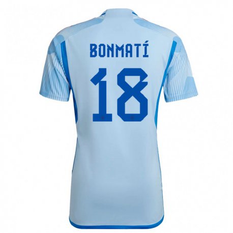 Kandiny Homme Maillot Espagne Aitana Bonmati #18 Bleu Ciel Tenues Extérieur 22-24 T-shirt
