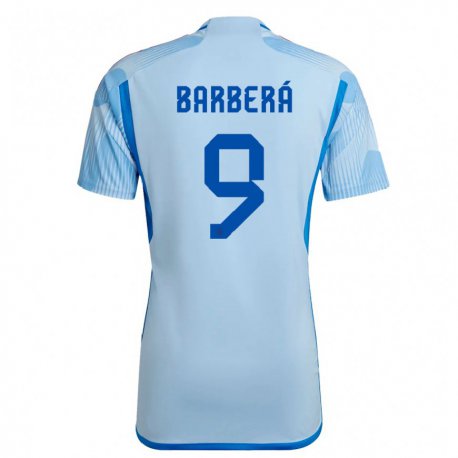 Kandiny Homme Maillot Espagne Victor Barbera #9 Bleu Ciel Tenues Extérieur 22-24 T-shirt
