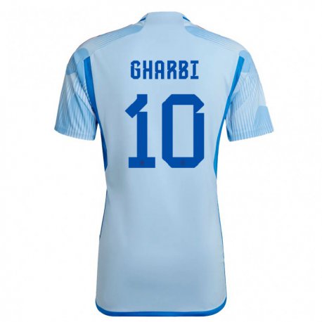 Kandiny Homme Maillot Espagne Ismael Gharbi #10 Bleu Ciel Tenues Extérieur 22-24 T-shirt