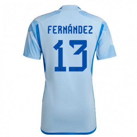 Kandiny Homme Maillot Espagne Cesar Fernandez #13 Bleu Ciel Tenues Extérieur 22-24 T-shirt