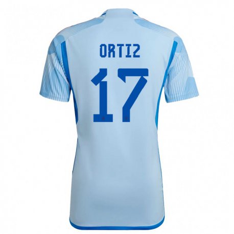 Kandiny Homme Maillot Espagne Angel Ortiz #17 Bleu Ciel Tenues Extérieur 22-24 T-shirt