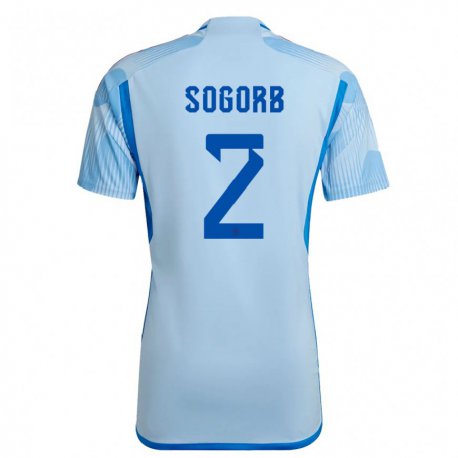 Kandiny Homme Maillot Espagne Carles Sogorb #2 Bleu Ciel Tenues Extérieur 22-24 T-shirt