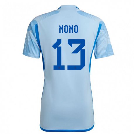 Kandiny Homme Maillot Espagne Nono #13 Bleu Ciel Tenues Extérieur 22-24 T-shirt