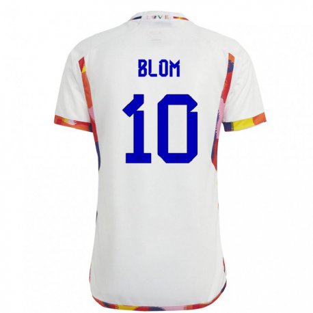 Kandiny Homme Maillot Belgique Jassina Blom #10 Blanc Tenues Extérieur 22-24 T-shirt