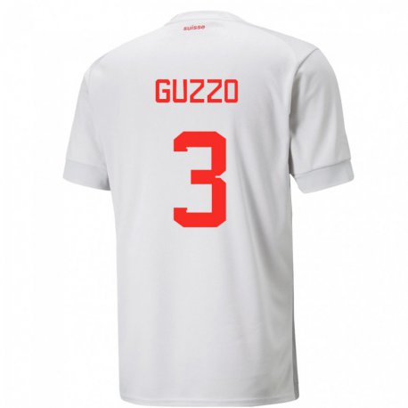 Kandiny Homme Maillot Suisse Ramon Guzzo #3 Blanc Tenues Extérieur 22-24 T-shirt