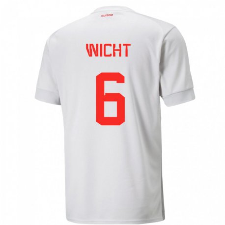 Kandiny Homme Maillot Suisse Nathan Wicht #6 Blanc Tenues Extérieur 22-24 T-shirt