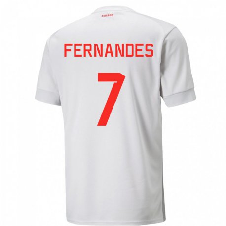Kandiny Homme Maillot Suisse Ruben Fernandes #7 Blanc Tenues Extérieur 22-24 T-shirt