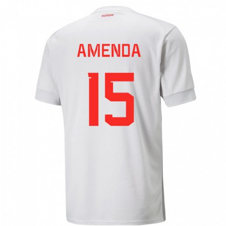 Kandiny Homme Maillot Suisse Aurele Amenda #15 Blanc Tenues Extérieur 22-24 T-shirt