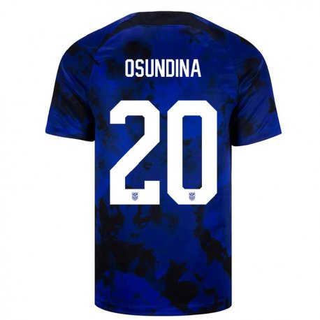 Kandiny Homme Maillot États-unis Korede Osundina #20 Bleu Royal Tenues Extérieur 22-24 T-shirt