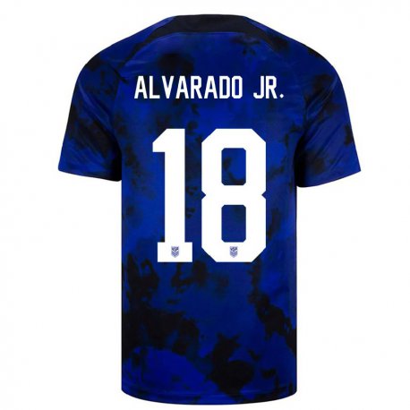 Kandiny Homme Maillot États-unis Alejandro Alvarado Jr #18 Bleu Royal Tenues Extérieur 22-24 T-shirt