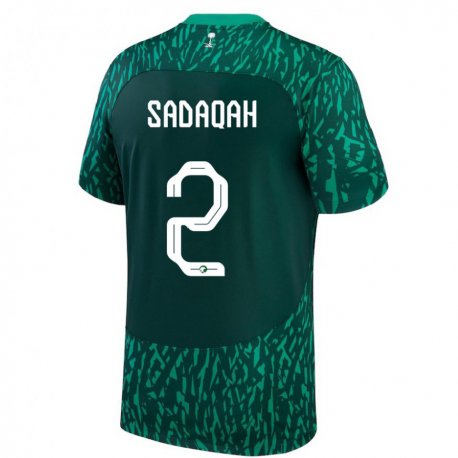 Kandiny Homme Maillot Arabie Saoudite Bayan Sadaqah #2 Vert Foncé Tenues Extérieur 22-24 T-shirt