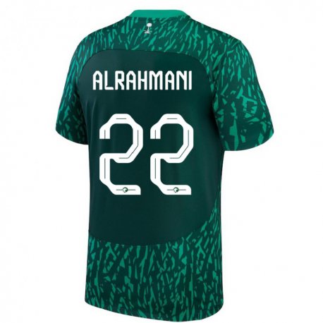 Kandiny Homme Maillot Arabie Saoudite Saleh Alrahmani #22 Vert Foncé Tenues Extérieur 22-24 T-shirt