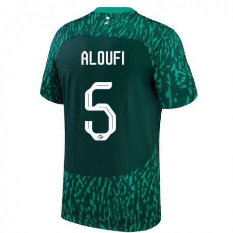 Kandiny Homme Maillot Arabie Saoudite Mohammed Aloufi #5 Vert Foncé Tenues Extérieur 22-24 T-shirt