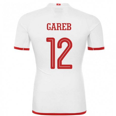 Kandiny Homme Maillot Tunisie Adem Gareb #12 Blanc Tenues Extérieur 22-24 T-shirt