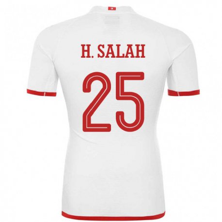 Kandiny Homme Maillot Tunisie Heni Ben Salah #25 Blanc Tenues Extérieur 22-24 T-shirt