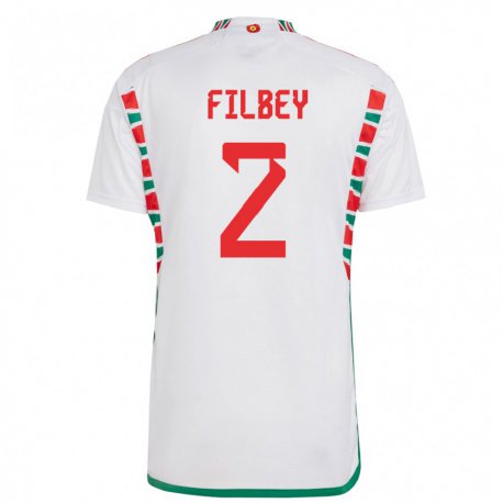 Kandiny Homme Maillot Pays De Galles Anna Filbey #2 Blanc Tenues Extérieur 22-24 T-shirt