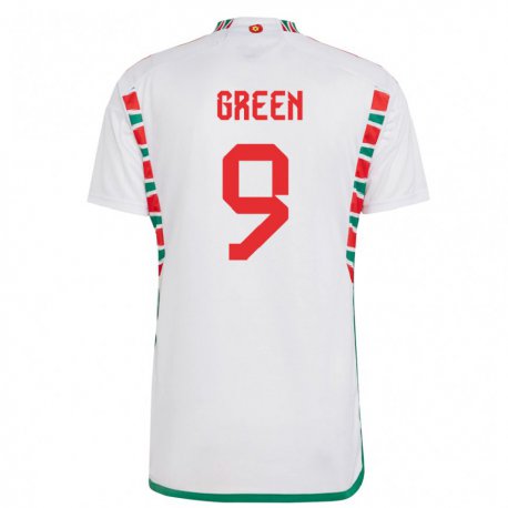 Kandiny Homme Maillot Pays De Galles Kayleigh Green #9 Blanc Tenues Extérieur 22-24 T-shirt