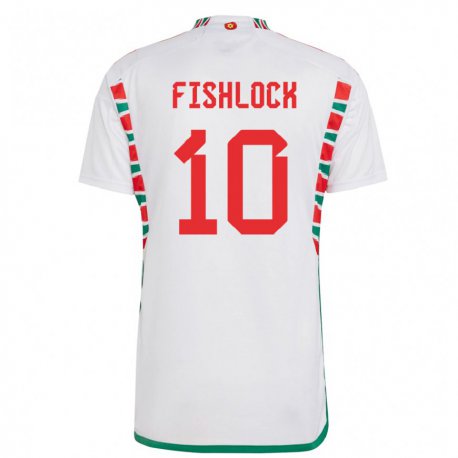Kandiny Homme Maillot Pays De Galles Jessica Fishlock #10 Blanc Tenues Extérieur 22-24 T-shirt