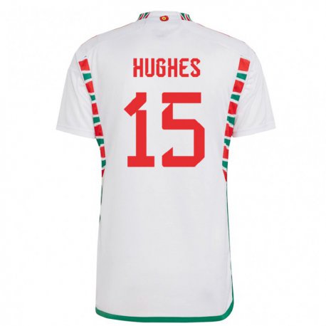 Kandiny Homme Maillot Pays De Galles Elise Hughes #15 Blanc Tenues Extérieur 22-24 T-shirt