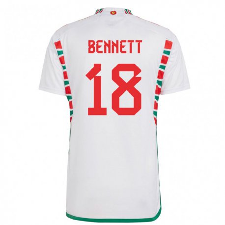 Kandiny Homme Maillot Pays De Galles Murphy Bennett #18 Blanc Tenues Extérieur 22-24 T-shirt