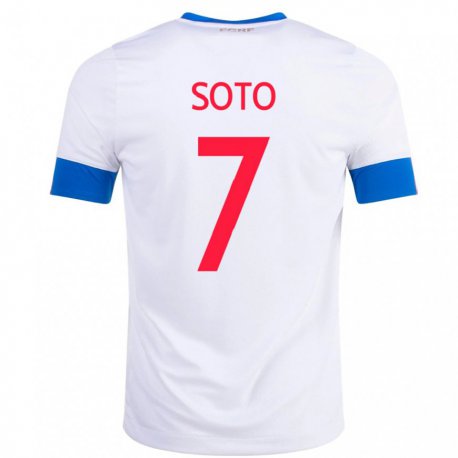 Kandiny Homme Maillot Costa Rica Andrey Soto #7 Blanc Tenues Extérieur 22-24 T-shirt