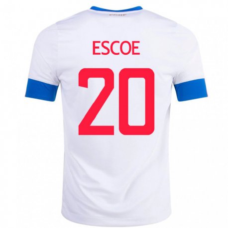 Kandiny Homme Maillot Costa Rica Enyel Escoe #20 Blanc Tenues Extérieur 22-24 T-shirt