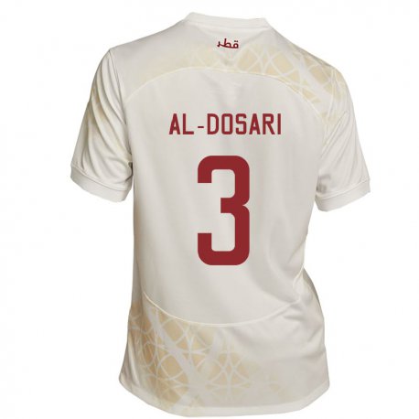 Kandiny Homme Maillot Qatar Dana Al Dosari #3 Beige Doré Tenues Extérieur 22-24 T-shirt