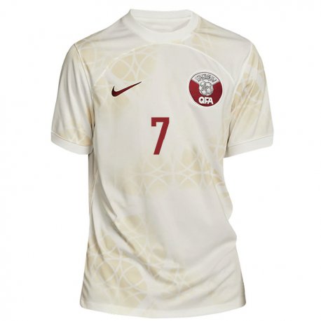 Kandiny Homme Maillot Qatar Yasmeen Elhomsany #7 Beige Doré Tenues Extérieur 22-24 T-shirt