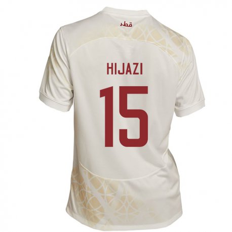 Kandiny Homme Maillot Qatar Asalet Hijazi #15 Beige Doré Tenues Extérieur 22-24 T-shirt