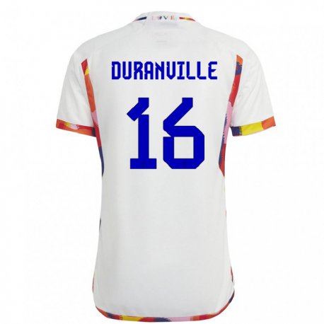 Kandiny Homme Maillot Belgique Julien Duranville #16 Blanc Tenues Extérieur 22-24 T-shirt