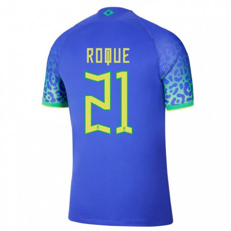 Kandiny Homme Maillot Brésil Vitor Roque #21 Bleu Tenues Extérieur 22-24 T-shirt
