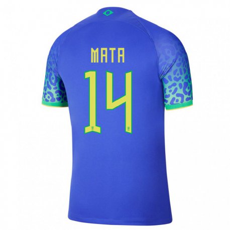 Kandiny Homme Maillot Brésil Da Mata #14 Bleu Tenues Extérieur 22-24 T-shirt
