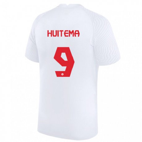 Kandiny Homme Maillot Canada Jordyn Huitema #9 Blanc Tenues Extérieur 22-24 T-shirt