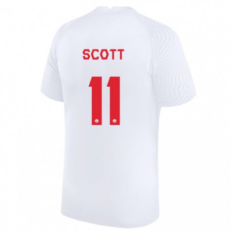 Kandiny Homme Maillot Canada Desiree Scott #11 Blanc Tenues Extérieur 22-24 T-shirt
