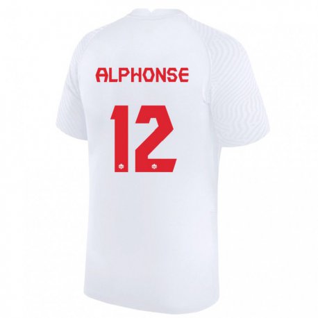 Kandiny Homme Maillot Canada Jefferson Alphonse #12 Blanc Tenues Extérieur 22-24 T-shirt