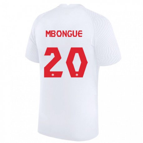 Kandiny Homme Maillot Canada Hugo Mbongue #20 Blanc Tenues Extérieur 22-24 T-shirt