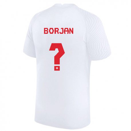 Kandiny Homme Maillot Canada Nikola Borjan #0 Blanc Tenues Extérieur 22-24 T-shirt