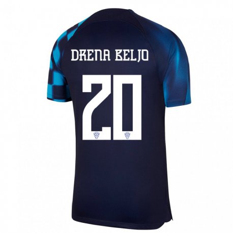Kandiny Homme Maillot Croatie Dion Drena Beljo #20 Bleu Foncé Tenues Extérieur 22-24 T-shirt