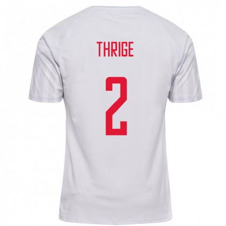 Kandiny Homme Maillot Danemark Sara Thrige #2 Blanc Tenues Extérieur 22-24 T-shirt