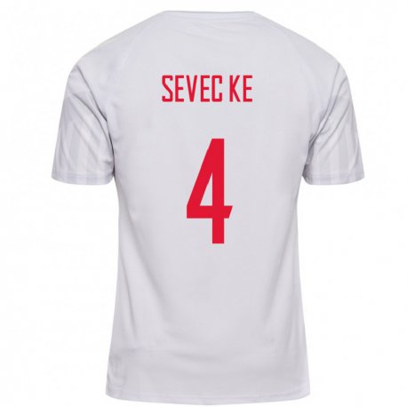 Kandiny Homme Maillot Danemark Rikke Sevecke #4 Blanc Tenues Extérieur 22-24 T-shirt