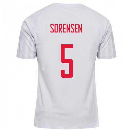 Kandiny Homme Maillot Danemark Simone Boye Sorensen #5 Blanc Tenues Extérieur 22-24 T-shirt